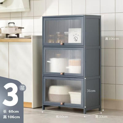 CAGK SG Stock Kitchen Cabinet Storage Multilevel Kitchen Storage Shelf Cupboard Cabinet Microwave