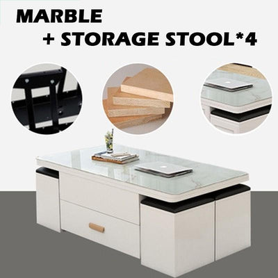 Foldable Dining Table Marble Table Top Small Apartment Home Retractable Coffee Table Folding Table