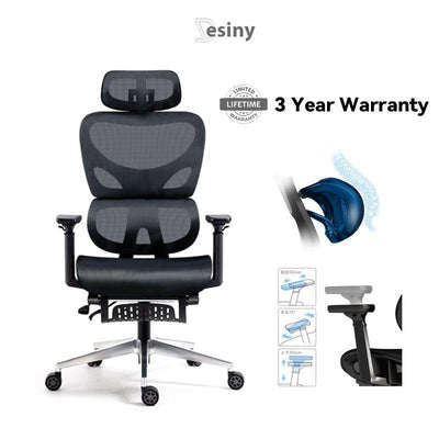 Desiny Ergonomic Chair 3D Armrest Office Chair Full Mesh Computer Chair With Foot Rest