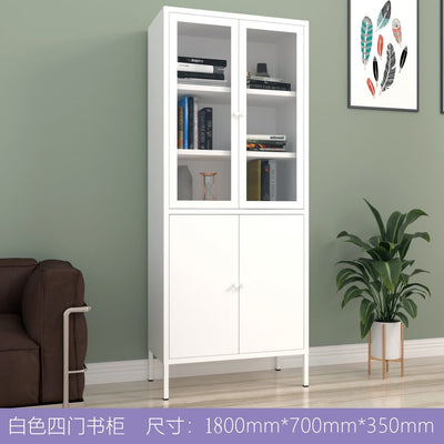 Bookshelf Cabinet Living Room Dustproof Bookshelf Wrought Iron Glass Door Bookcase Home Floor