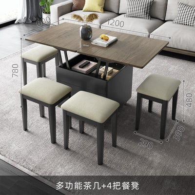 【No Installation】Small Home Lift Coffee Table Dual Purpose Nordic Style Living Room Home Retractable