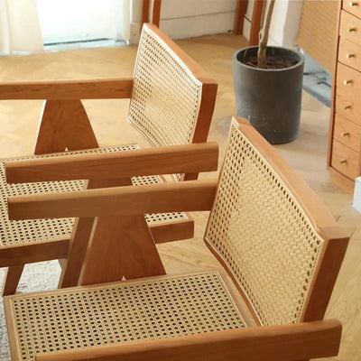 PINA 【Natural Rattan】Rattan woven chair Nordic solid wood natural rattan folding armless Chandigarh