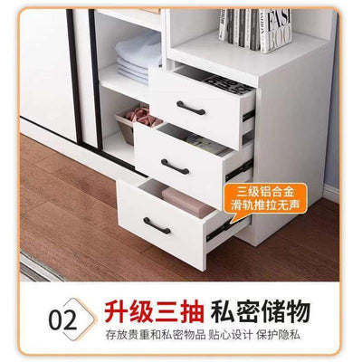 Modern Minimalist Wardrobe Home Bedroom Sliding Door Locker Large Capacity Solid Wood