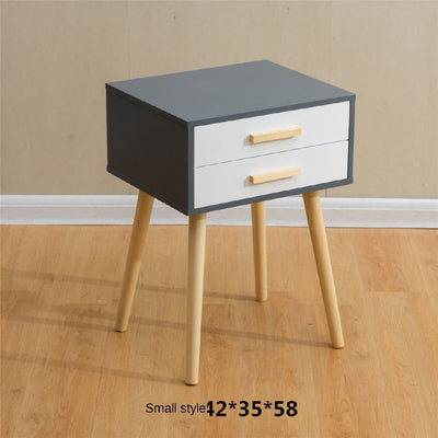 Sanson . Nordic Minimalist Solid Wood Bedside Table Retro Bedside Cabinet Japanese-style White Wax