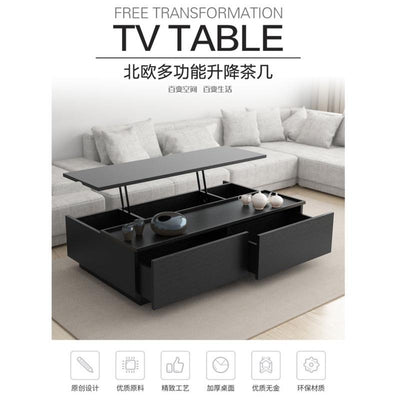 Simple Coffee Table Black Oak Grain Can Lift Coffee Table Large And Small Living Room Storage Can Be