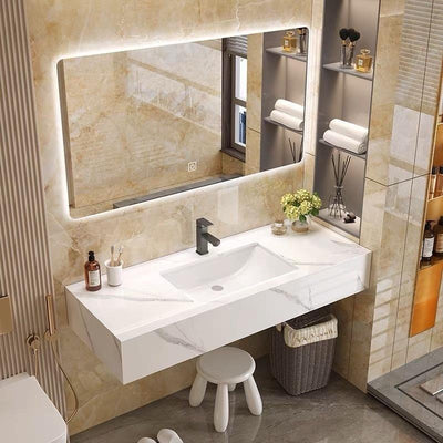 Modern Bathroom Cabinet Customized Stone Plate Ceramic Basin Wash Basin Integrated Hotel Toilet