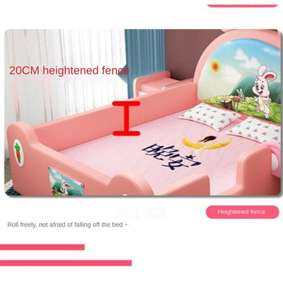 ON SALE🔥🔥Children's Bed Girl Princess Bed With Guardrail Slide Solid Wood Soft Blue Pink Cartoon