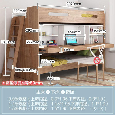 ARTISAM Multifunctional Children's Bed Bunk Bed with Desk Double Bed