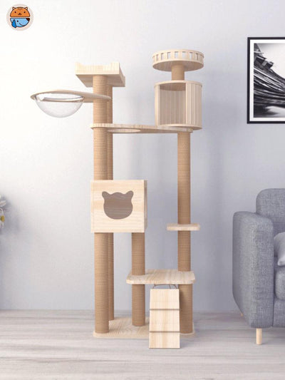 Large Solid Wood Cute Climbing Tower Rack Tree House Integrated Villa Cat Platform Toy