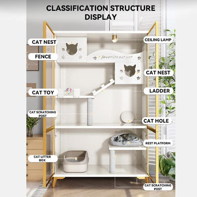 HOOPET Cat Cage Solid Wood Villa Pot Cage Super Large Luxury Cabinet Nest Kitten Double Deck Three