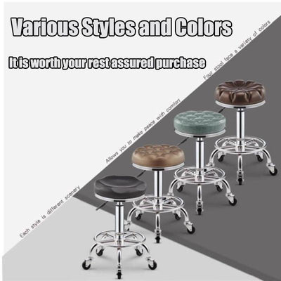 Leather Bar Stool Swivel Chair High Back Lifting Bar Chair Beauty Barber Shop Chair Round Stool With