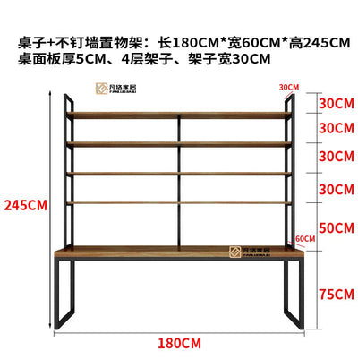 Loft Computer Desk Table Home Writing Desk American Solid Wood Desk Bookshelf Combination Desk