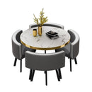 (4+1) Nordic Simple Round Dining Coffee Table Chair