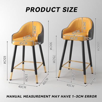 Bar Chair Modern Simple Light Luxury Household Bar Stool Thickened Iron Back Chair Comfortable Soft