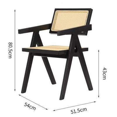 SHANJIE Nordic Solid Wood Dining Rattan Household Simple Leisure Single Hotel Restaurant Back Chair