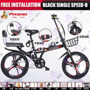 Phoenix Foldable Bicycle 7-speed Variable Speed Bicycle High-carbon Steel Folding Bike Subway Travel