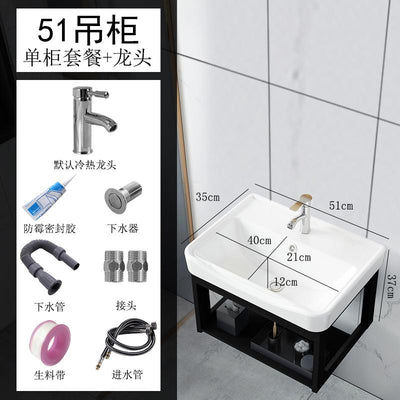 Family Small Toilet Basin Cabinet Combination Wall Mounted Ceramic Washstand Mini Balcony Simple