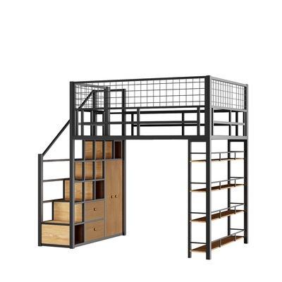 AUSITUR Wrought Iron Loft Bed Elevated Bed Space-saving Home Iron Frame Bed