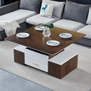 (MUWU) Lifting Coffee Table With 4 Stools Small Family Creative Dining Table Tea Table Dual Use