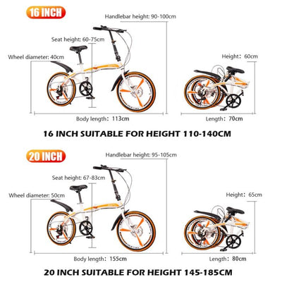 Foldable Bicycle 20 Inch Shimano 7-speed Variable Speed Folding Bicycle High Carbon Steel