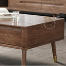 (MUWU) Multifunctional Folding Coffee Table Noble Quality Solid Wood Furniture Walnut Color Lifting