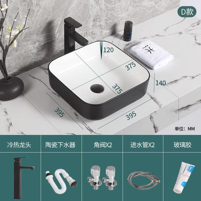 Nordic Bathroom Basin Toilet Round Square Washbasin Balcony Ceramic Sink