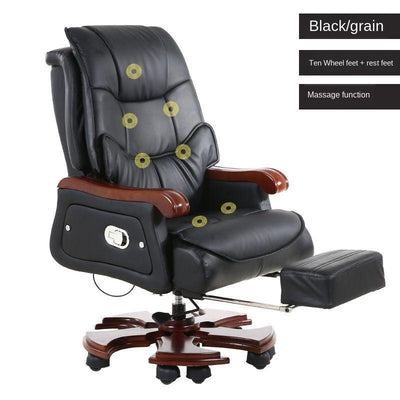 Special Offer Office Chair Leather Computer Chair Cowhide Swivel Boss Large Chair 7 Massage Spots