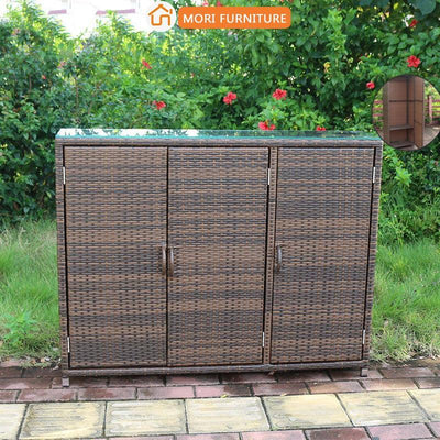 Shoe Rack Rattan Outdoor Sunscreen Waterproof Courtyard Locker Garden Balcony Storage Cabinet