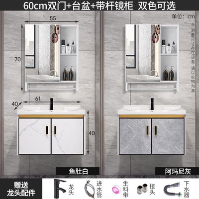 K.T Aluminum Alloy Mirror Cabinet Bathroom Cabinet Combination Small Cabinet Bathroom Integrated