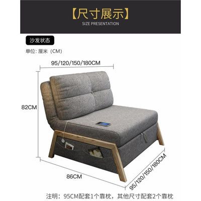 Iron Single Sofa Bed Foldable Living Room Multi-functional Double Small Bedroom Dual-use Study 1 m