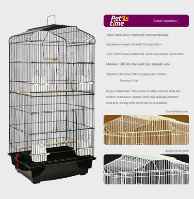 Birdcage Overhead Parrot Metal Bird Cage Parrot Large Supplies Starling Cage