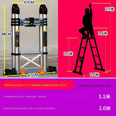 Thickened Aluminum Alloy Multi-function Telescopic Engineering Ladder Portable Herringbone Household