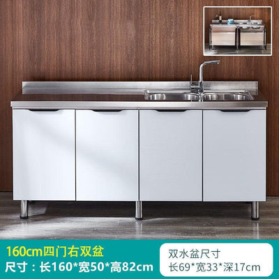 Simple stainless steel economical hearth integrated assembly kitchen cabinet household for renting