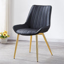 DF Upgrade Dining Chair With Gold Legs Waterproof Leather Nordic Chair Home Back Stool