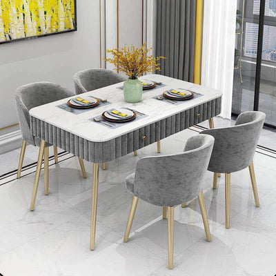 【YUEHUA】Dining table long table with drawers modern luxury table marble table flannel table chair