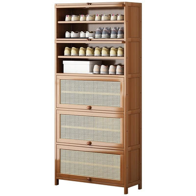 Rattan Bamboo Shoe Rack Shoe Rack Deodorant Breathable Floor Mounted Multi-layer Shoe Cabinet