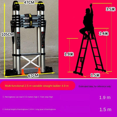 Thickened Aluminum Alloy Multi-function Telescopic Engineering Ladder Portable Herringbone Household