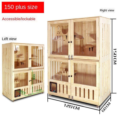 Cat Cage Villa Apartment Solid Wood With Climbing Rack House Dispaly Cabinet Four Seasons Universal