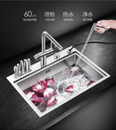 Ashas 304 Stainless Steel Kitchen Hand-made Sink Cover Plate Hidden Dish Washing Basin with Knife