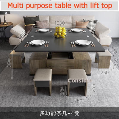 CONSIDER Dining Table With Storage Compartment Coffee Table With Lift Top Dual-purpose Folding Table