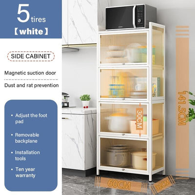 CAGK Kitchen Rack Storage Cabinet With Door Floor-standing Multi-layer Microwave Oven Pot Rack