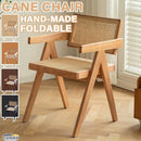 Dining Chair Solid Wood Nordic Rattan Armchair Solid Wood Vintage Style Backrest Furniture Rattan