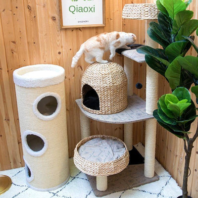 Large Honeypot Nest Tree Integrated Climbing Catgrass Rack Cat Toy Sf