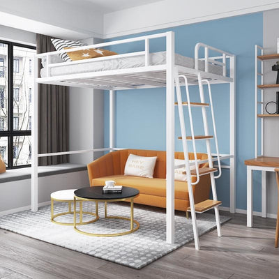 AUSITUR Loft Bed Iron Elevated Bed Duplex Second Floor Bed