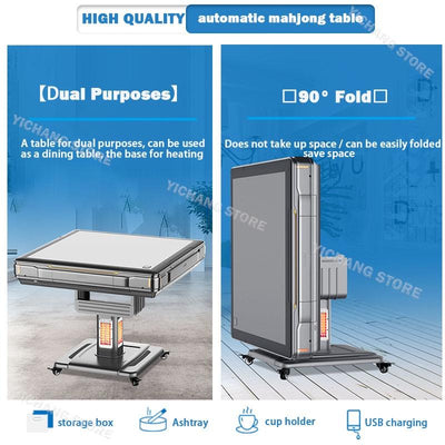 YICHANG Mahjong Table Machine Full Automatic Mahjong Table Dual Purpose Roller Coaster Heating