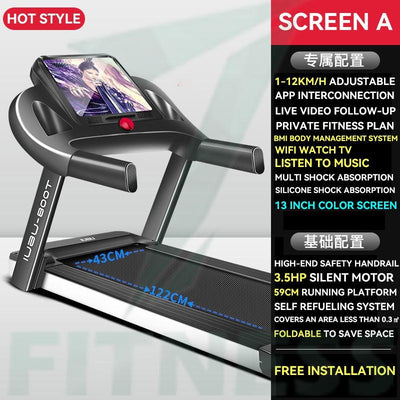 Foldable Treadmill Home Folding Silent Electric Treadmill