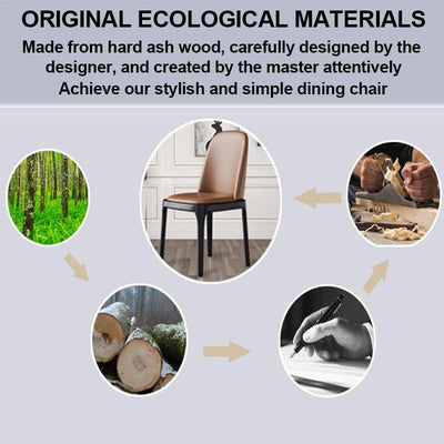 ODINF Solid Wood Dining Chair Home Chair Microfiber Leather Surface Leisure Chair Hotel Restaurant