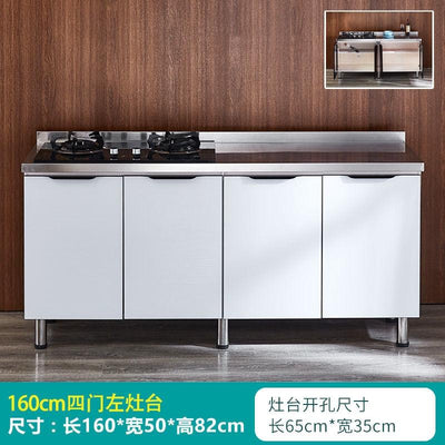 Simple stainless steel economical hearth integrated assembly kitchen cabinet household for renting