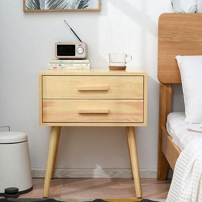 Sanson . Nordic Minimalist Solid Wood Bedside Table Retro Bedside Cabinet Japanese-style White Wax