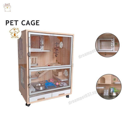 2021 Cat wood solid Cage Chinchilla ecological board pet air conditioning villa blind date cabinet